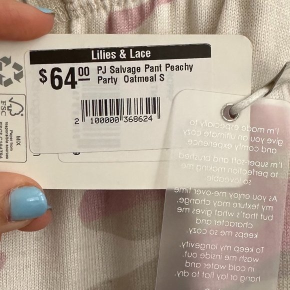 NWT PJ Salvage Women's Loungewear Peachy Oatmeal Party Pant Small - Picture 5 of 5